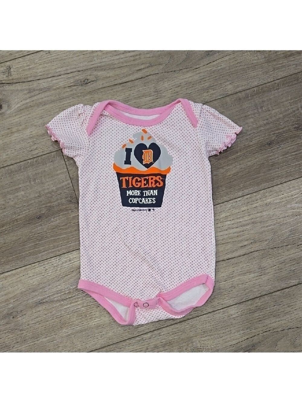 NWOT Piink Polka Dot Tigers Baby Onesie